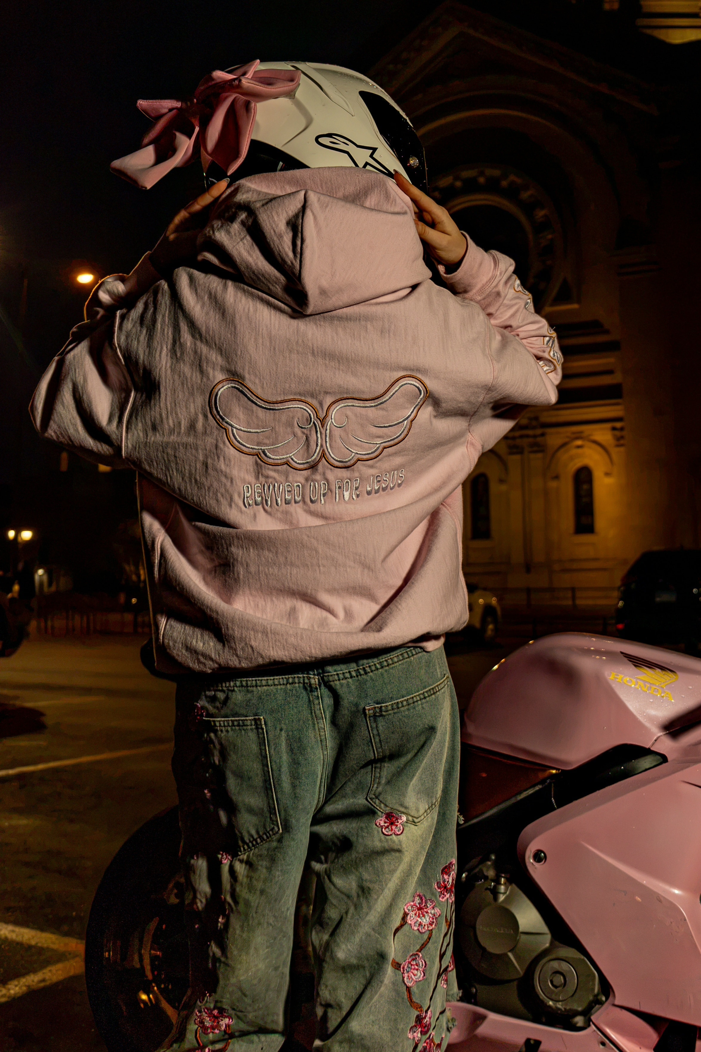 Pink Love Everybody Hoodie — worn